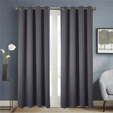 OLIVIA GRAY Olivia Gray PNA22517 54 x 84 in. Anchorage Solid Blackout Grommet Single Curtain Panel - Charcoal PNA22517